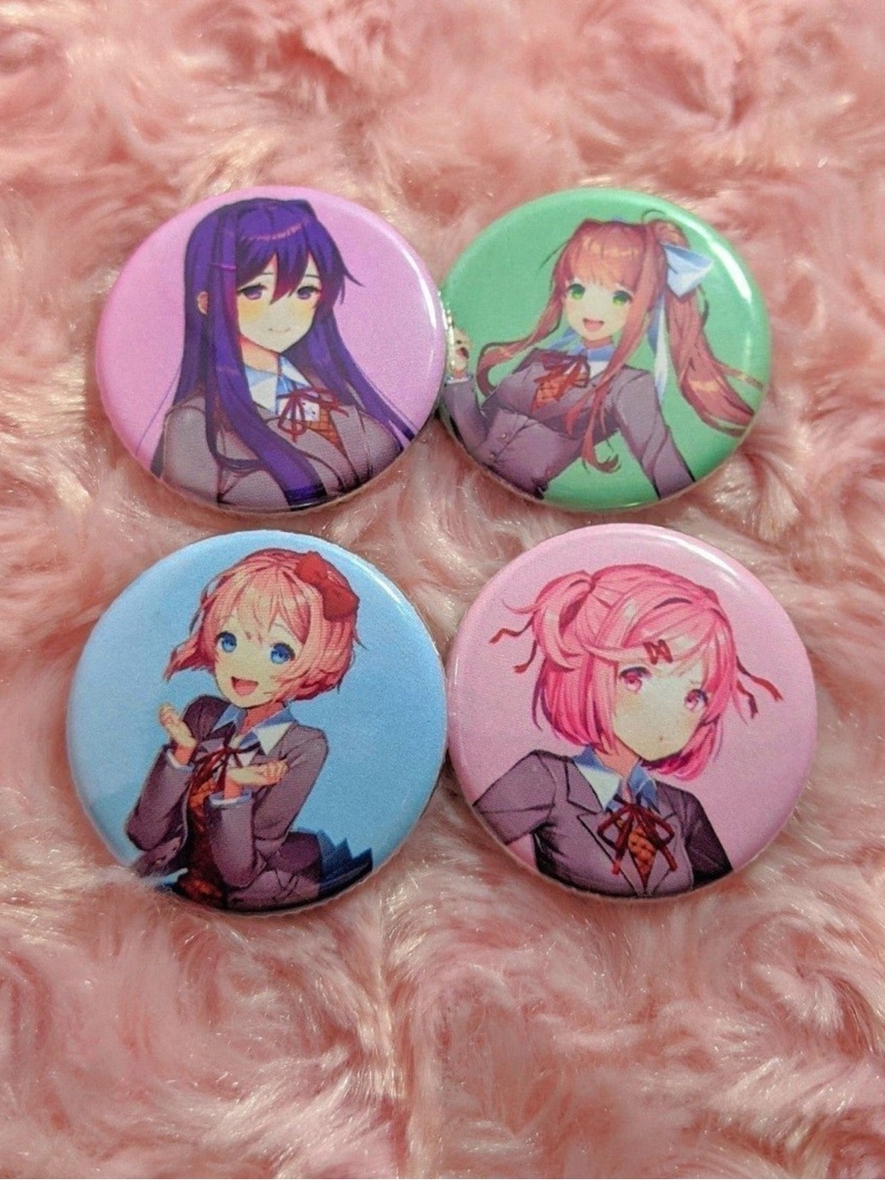 Doki Doki Literature Club Anime Pins set of 4 - Colorful backgrounds